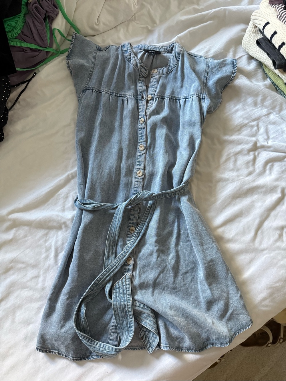 MINE DENIM RUFFLE DRESS - Picture 2 of 4